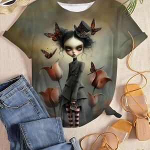 Artistic Graphic T-Shirt with Dark Fantasy Design